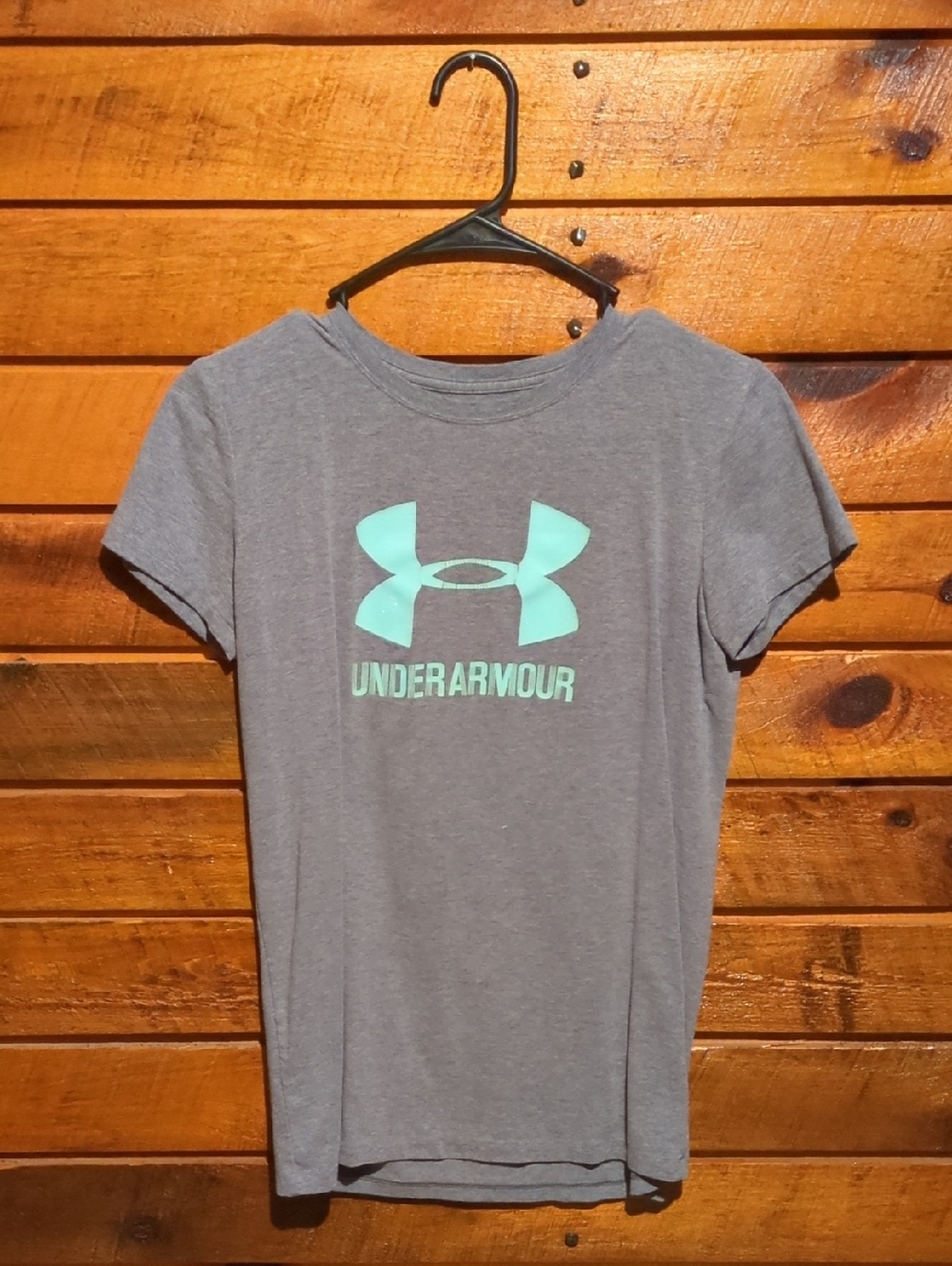 Under Armour Gray Tee with Mint Logo Short Sleeve